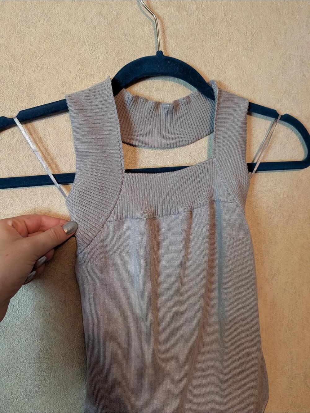 INTIMATELY FREE PEOPLE gray knit halterneck bodysuit sz XS - Picture 3 of 5
